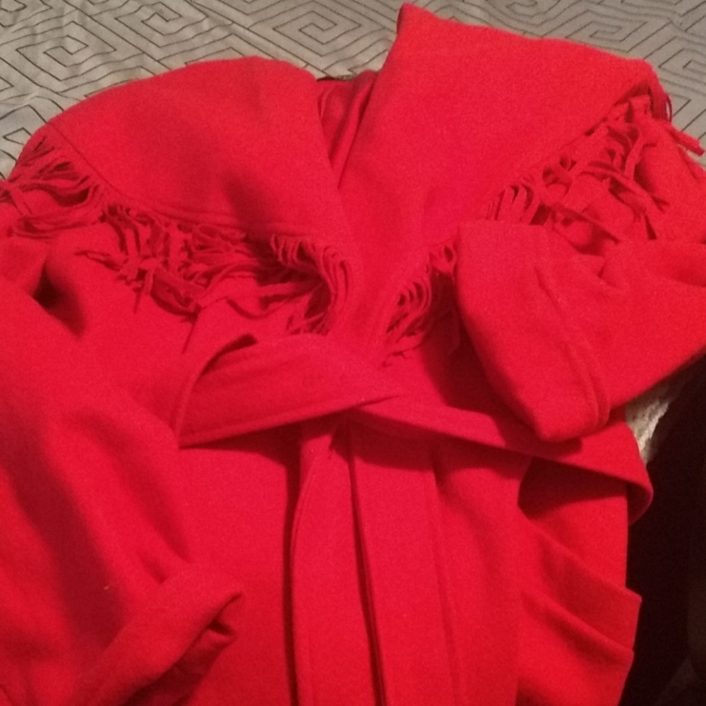 Red fringes coat